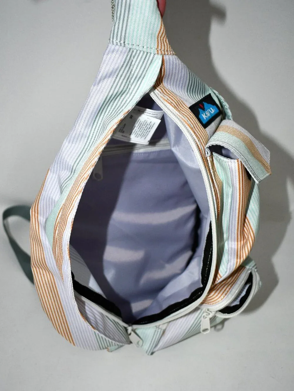 KAVU Mini Rope Sling Serene Stripe #9191-2511 Cotton Canvas Crossbody Backpack